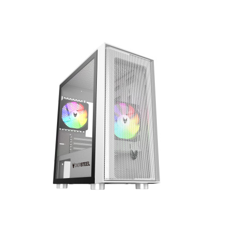 Boîtier PC Gaming Oversteel AERIS avec 2 Ventilateurs ARGB, Blanc
