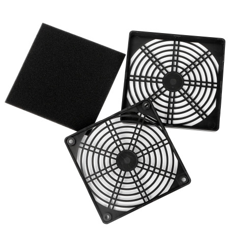 GELRHONR Ventilateur PC Filtre Grille 12 x 12 cm, Filtre à Poussière en PVC noir 122 mm Filtre de ventilateur d'ordinateur avec 