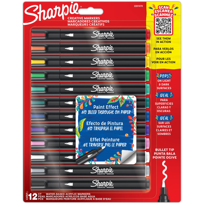 Sharpie Feutres acrylique | Pointe ogive | Feutres de coloriage adulte idéal pour coloriage mystèredessineretc. | Encre anti-bav Sharpie Feutres acrylique | Pointe ogive | Feutres de coloriage adulte idéal pour coloriage mystèredessineretc. | Encre anti-bav