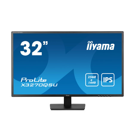 Iiyama Ecran 31,5 Noir 3ms Dalle IPS 2560x1440 100Hz 250 CD/m² 2xHDMI 1xDisplayPort 3xUSB HUB (3.2) HPs VESA 100x100 X3270QSU-B1
