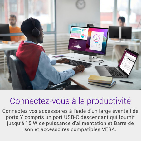 Dell P2425H 24" Full HD (1920x1080) Écran PC, 100Hz, IPS, 5ms, 99% sRGB, USB-C, DisplayPort, HDMI, VGA, 4X USB, Garantie 3 Ans, 