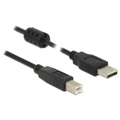 DeLOCK 3m, USB 2.0-A/USB 2.0-B câble USB USB A USB B Noir - Câbles USB (USB 2.0-A/USB 2.0-B, 3 m, USB A, USB B, 2.0, Male connec