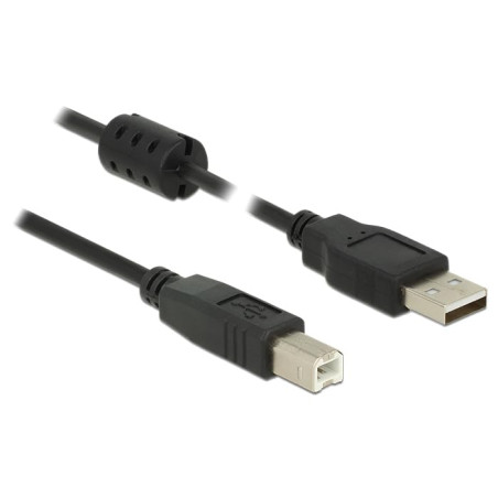 DeLOCK 3m, USB 2.0-A/USB 2.0-B câble USB USB A USB B Noir - Câbles USB (USB 2.0-A/USB 2.0-B, 3 m, USB A, USB B, 2.0, Male connec