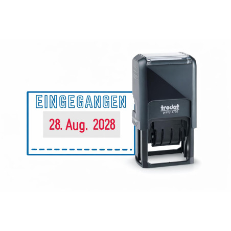 Trodat 4750/L1 Printy Tampon dateur avec plaque texte « Eingegangen » Noir (Version Allemande)