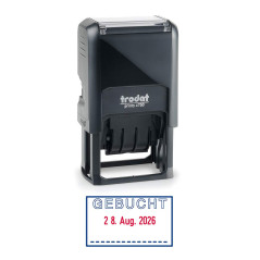 Trodat 4750/L7 Printy Tampon dateur avec plaque texte « Gebucht » Noir [Français non garanti]