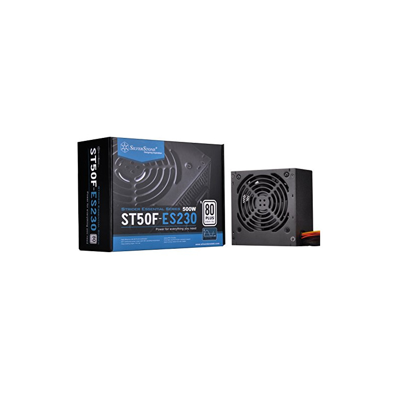 SilverStone SST-ST50F-ES230 v 2.0 - Série Strider Essential, 500W 80 Plus 230V EU ATX Alimentation PC, bruit réduit, 120mm SilverStone SST-ST50F-ES230 v 2.0 - Série Strider Essential, 500W 80 Plus 230V EU ATX Alimentation PC, bruit réduit, 120mm