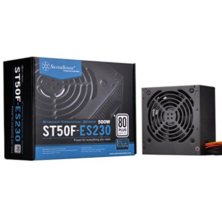 SilverStone SST-ST50F-ES230 v 2.0 - Série Strider Essential, 500W 80 Plus 230V EU ATX Alimentation PC, bruit réduit, 120mm