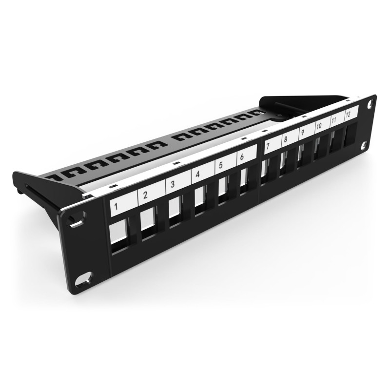 DIGITUS Panneau de brassage modulaire - 12 ports - 10 pouces montage en rack 1U - module Keystone panneau de distribution - blin