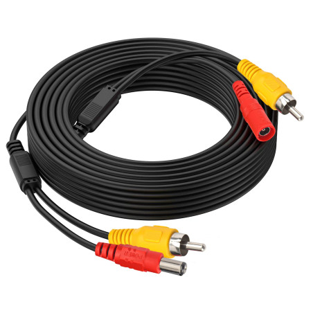 Rallonge câble caméra de recul 10M | Câble vidéo RCA + DC 2-en-1 | Cable Camera de recul pour Moniteur, système de recul, CCTV, 