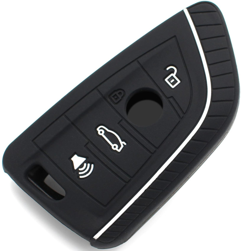 Finest-Folia Coque de Protection en Silicone pour Clé de Voiture 4 Boutons .Schwarz Weiß