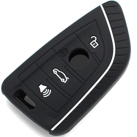 Finest-Folia Coque de Protection en Silicone pour Clé de Voiture 4 Boutons .Schwarz Weiß