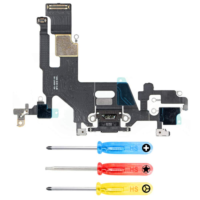 MMOBIEL Connecteur de Charge Compatible avec iPhone 11-6.1 inch - 2019 - Dock Connector - Câble Nappe de Rechange - avec Jack Au MMOBIEL Connecteur de Charge Compatible avec iPhone 11-6.1 inch - 2019 - Dock Connector - Câble Nappe de Rechange - avec Jack Au