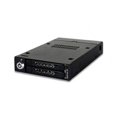 Icy Dock Rack Mobile, boîtier de Rack Robuste en métal pour 2 x SSD ou HDD 2.5" SATA dans 1 Baie de 3.5 avec système Raid intégr