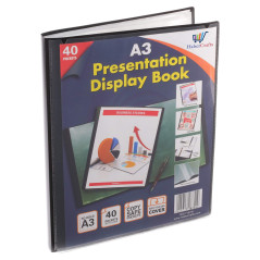 Classeur de présentation à 40 pochettes en plastique - Format A3-80 vues
