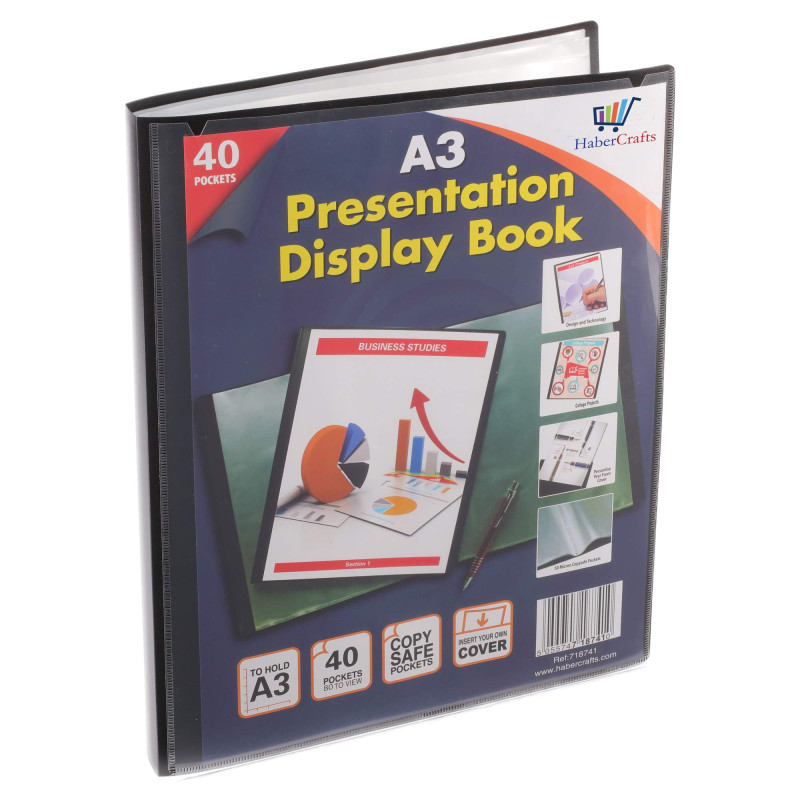 Classeur de présentation à 40 pochettes en plastique - Format A3-80 vues Classeur de présentation à 40 pochettes en plastique - Format A3-80 vues