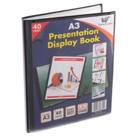 Classeur de présentation à 40 pochettes en plastique - Format A3-80 vues