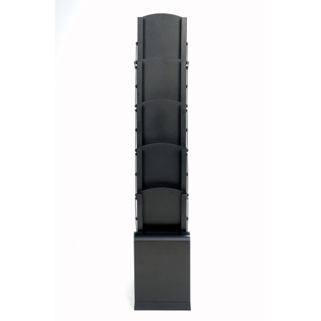 DISPLAY SALES Présentoir à borchure noir sur pied | Support avec 5 compartiments en acrylique | Porte brochures pliable avec sac