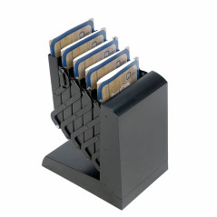 DISPLAY SALES Présentoir à borchure noir sur pied | Support avec 5 compartiments en acrylique | Porte brochures pliable avec sac
