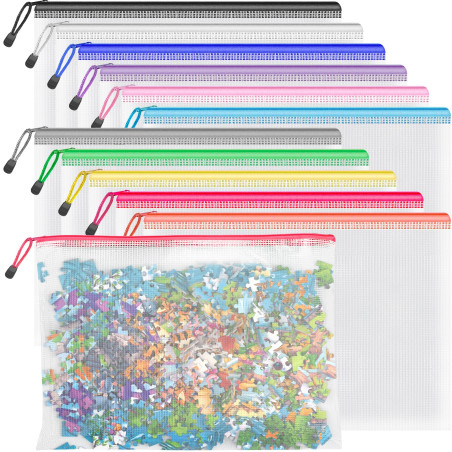 A4 pochette transparente zippée 12Pcs Pochette Document, 12 Couleurs Pochette Plastique pour Stockage documents, Cosmétiques et
