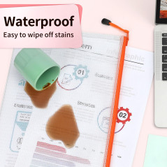 A4 pochette transparente zippée 12Pcs Pochette Document, 12 Couleurs Pochette Plastique pour Stockage documents, Cosmétiques et 