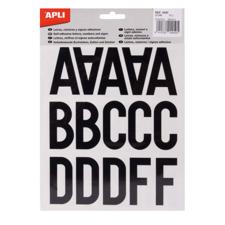 Apli Adhésives lettres/numéros/signes 50 mm Noir