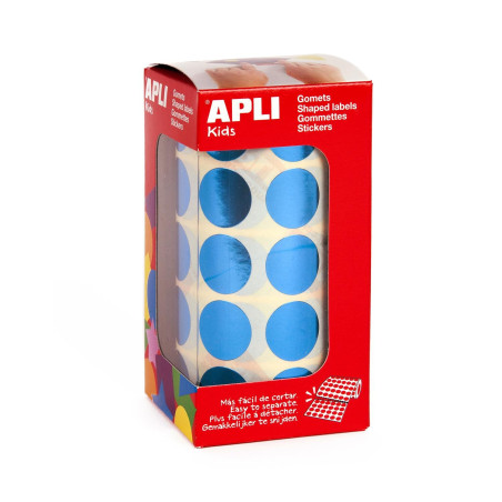 Apli Kids 12048 Rouleau de 1770 gommettes rondes bleu métallisé Ø 20 mm