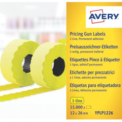 Avery Rouleaux de 1500 Étiquettes Jaunes Adhésif Permanent 26 x 12 mm - Lot de 10