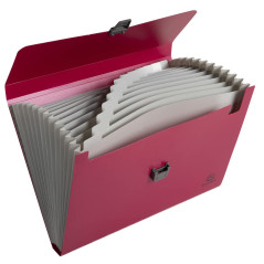 Exacompta - Réf. 58410E - 1 trieur valisette en polypropylène recyclé Maïa - fermeture par bouton poussoir - 13 compartiments - 