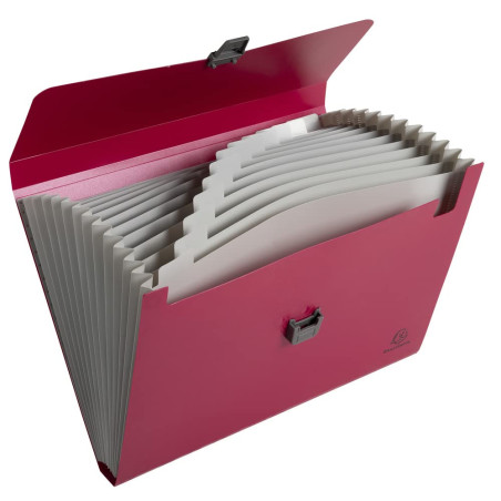 Exacompta - Réf. 58410E - 1 trieur valisette en polypropylène recyclé Maïa - fermeture par bouton poussoir - 13 compartiments - 