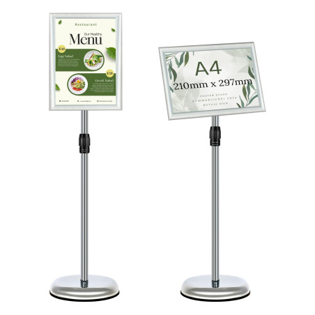 Mutualsign Porte affiche A4 Présentoir sur pied, Support pour affiche, Présentoir publicitaire remplaçable, Support de signe en 