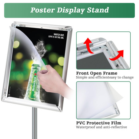 Mutualsign Porte affiche A4 Présentoir sur pied, Support pour affiche, Présentoir publicitaire remplaçable, Support de signe en 