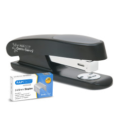 Rapesco 1482 Agrafeuse ECO Sting Ray avec 1000 Agrafes 24/6 mm, Capacité de 20 Feuilles, Protection Antibactérienne, Noir