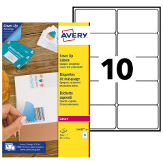 AVERY - 250 Étiquettes de Masquage ou Correction Blanches Personnalisables - Format 99,1 x 57 mm - Impression Laser et Jet d’Enc