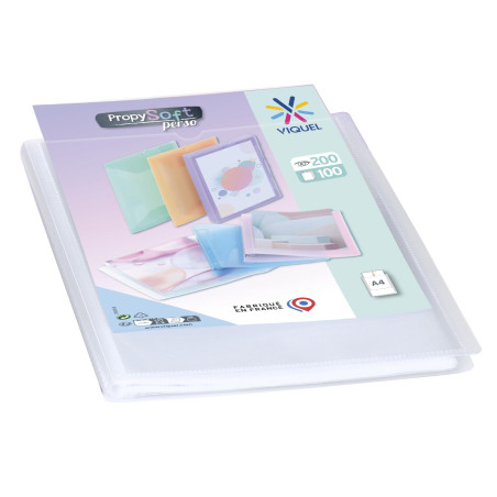 Viquel - Porte vues A4 200 vues - Porte documents personnalisable - 100 Pochettes de qualité lisse - Incolore