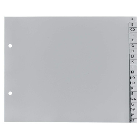 Exacompta - Réf 1723B - Intercalaires en polypropylène gris - 20 touches imprimées - alphabet allemand - format 2/3 A4 - polypro