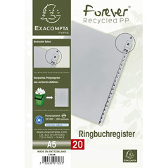 Exacompta - Réf 1723B - Intercalaires en polypropylène gris - 20 touches imprimées - alphabet allemand - format 2/3 A4 - polypro