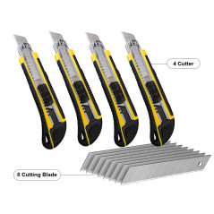 LEDLUX 4 Kit Cutter professionnel 18 mm, coupe-papier, 8 lames de rechange pour coupe-papier