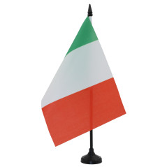 AZ FLAG - Drapeau De Table Italie 21x14 cm - Petit Drapeau Italien De Bureau 100% Polyester Avec Hampe De 25cm Et Socle En Plast