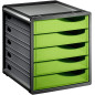 Rotho Spacemaker Boîte à Tiroirs / Boîte de Bureau à 5 Tiroirs, Plastique (Ps) sans BPA, Vert / Noir, 33,5 X 28,5 X 32,0 cm Rotho Spacemaker Boîte à Tiroirs / Boîte de Bureau à 5 Tiroirs, Plastique (Ps) sans BPA, Vert / Noir, 33,5 X 28,5 X 32,0 cm