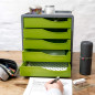 Rotho Spacemaker Boîte à Tiroirs / Boîte de Bureau à 5 Tiroirs, Plastique (Ps) sans BPA, Vert / Noir, 33,5 X 28,5 X 32,0 cm Rotho Spacemaker Boîte à Tiroirs / Boîte de Bureau à 5 Tiroirs, Plastique (Ps) sans BPA, Vert / Noir, 33,5 X 28,5 X 32,0 cm