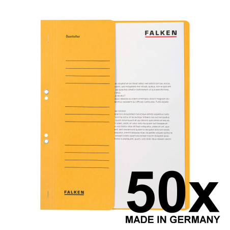 Falken - Réf. 80003825001F - Carton de 50 chemises à oeillet A4 1/2 VD KH - Jaune