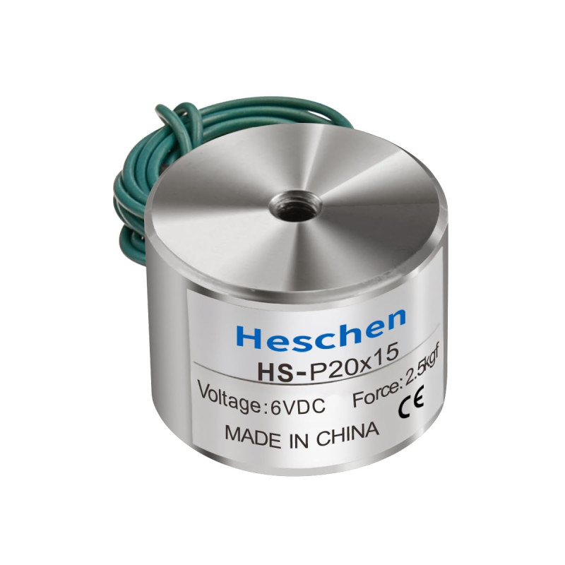 Heschen Électroaimant solénoïde P20/15, OD : 20 mm, DC 6 V, 2,5 kg.