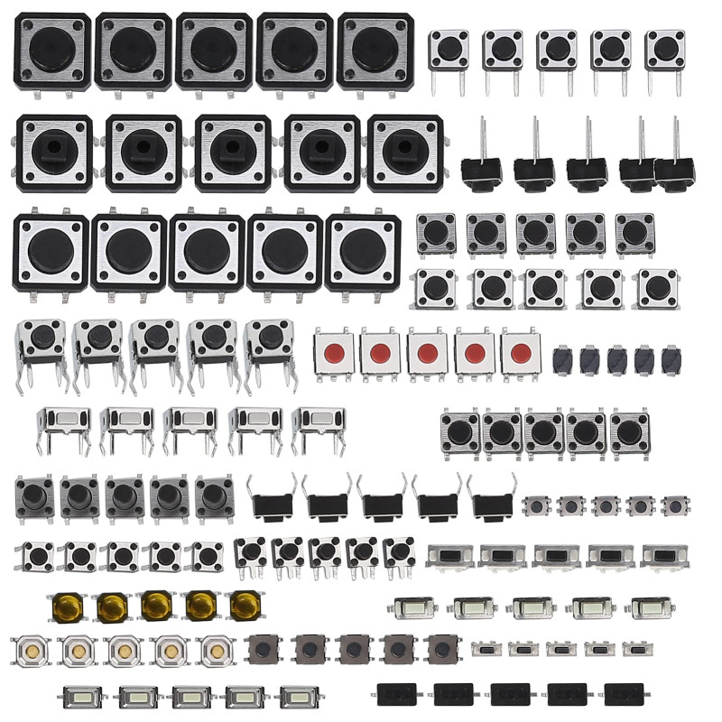 125 Pièces Interrupteurs à Bouton-Poussoir Tactiles, 25 Valeurs 12V 50mA Kit D'assortiment de Micro Tact Momentané Interrupteurs 125 Pièces Interrupteurs à Bouton-Poussoir Tactiles, 25 Valeurs 12V 50mA Kit D'assortiment de Micro Tact Momentané Interrupteurs