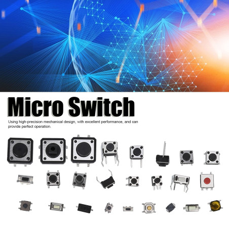 125 Pièces Interrupteurs à Bouton-Poussoir Tactiles, 25 Valeurs 12V 50mA Kit D'assortiment de Micro Tact Momentané Interrupteurs