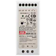 MeanWell, MDR-60-12 Bloc d'alimentation pour rail DIN 60 W 12 V 5 A