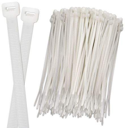 ISOLATECH 100pcs colliers de serrage blancs 140mm x 2,5mm, protection contre la corrosion et les acides, retardateur de flamme U