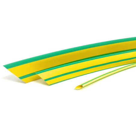 ISOLATECH Gaine Thermorétractable Ø10mm x 2m - Vert/Jaune - Rapport de Rétraction 2:1 - Polyoléfine - Sans Adhésif - Résistante