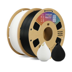 OVERTURE PLA Filament 1.75mm, 2kg Bobine (4.4lbs) 3D Drucker PLA Filament, Précision Dimensionnelle +/- 0.02mm (Noir 1kg+ Blanc