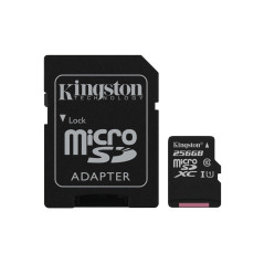 Kingston SDCS/256GB MicroSD Canvas Select UHS-I Classe 10 avec vitesse de lecture allant jusqu’à 80Mo/s ( avec adaptateur SD ) -