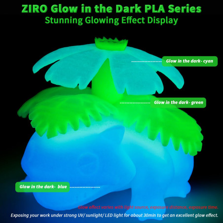ZIRO Filament D'imprimante 3D PLA PRO 1.75mm qui brille dans le noir Filament 1kg (2.2lb), Précision Dimensionnelle +/- 0.03mm,